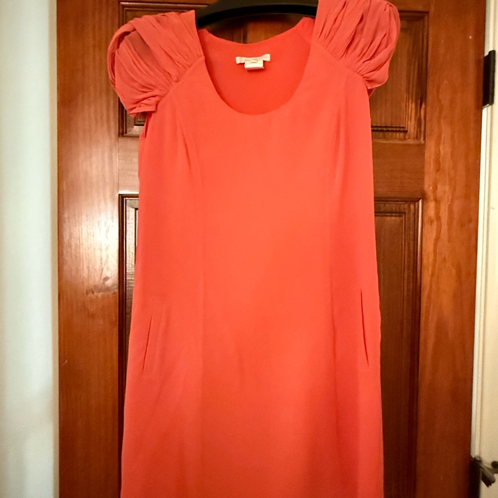 Chic Coral Mini Dress with Puff Sleeves